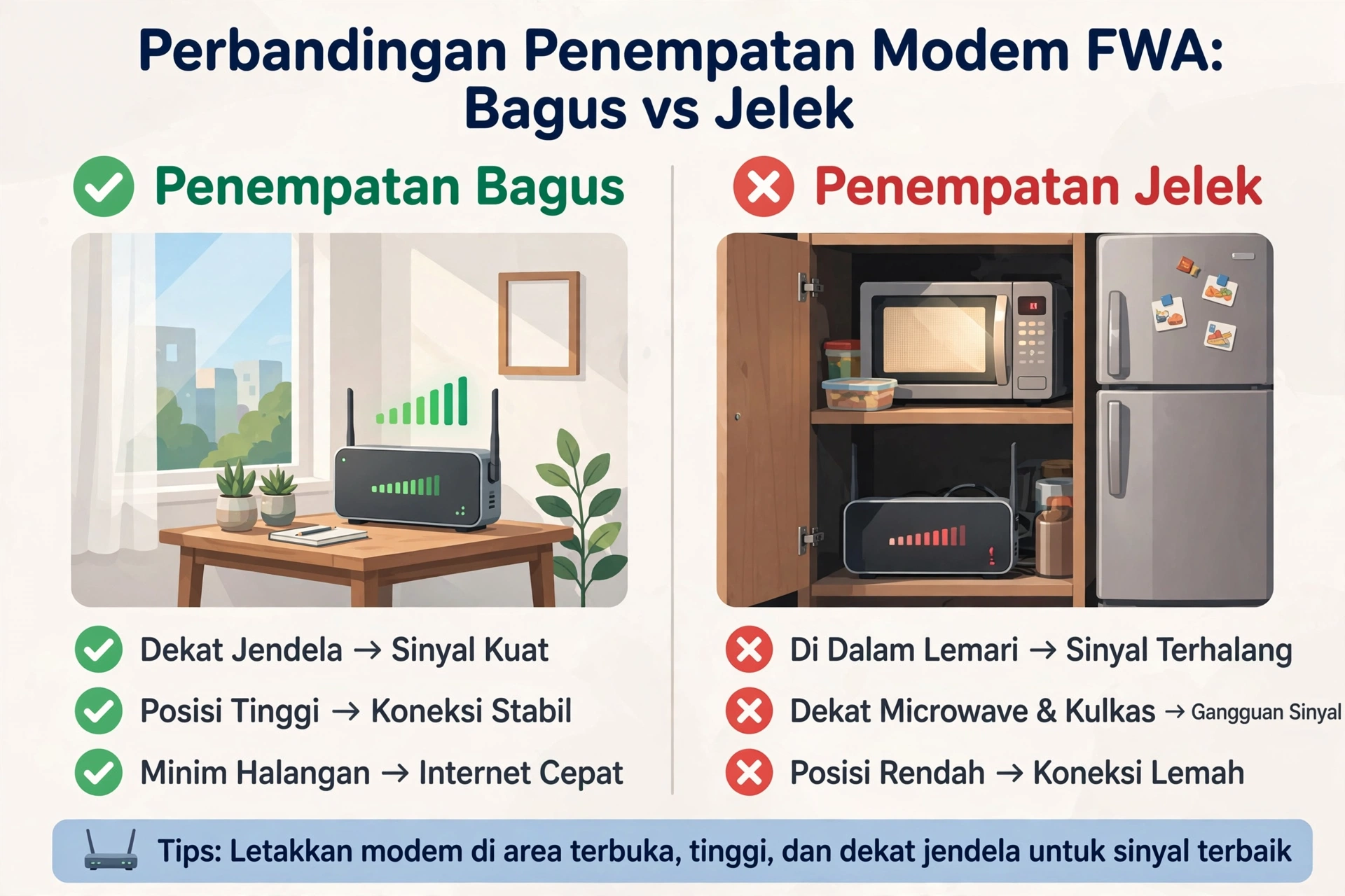 Penempatan Modem FWA yang Bagus, Biar Sinyal Nggak Naik Turun